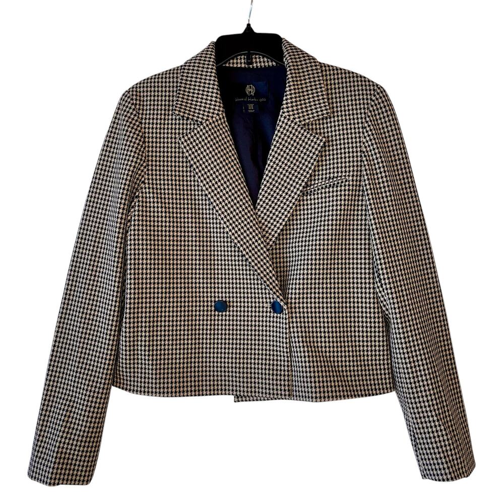 House of Harlow 1960 Blazer Houndstooth Cropped - Picture 2 of 10
